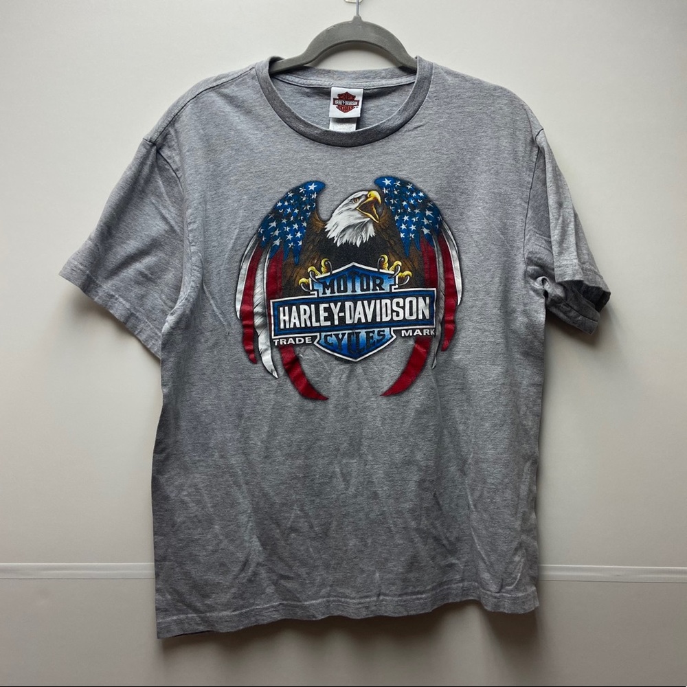 Vintage Harley Davidson T Shirt American Flag Bald Eagle Size Large California